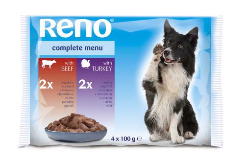 RENO Dog hovìzí a krùta, kapsa 100 g (4 pack) EXPIRACE 11/22