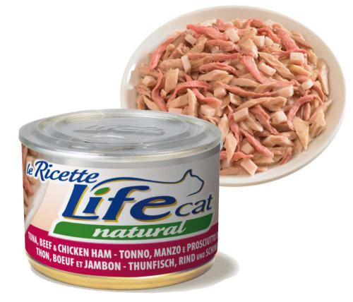 LifeCat Le Ricette Tuna with Beef & Ham, konzerva 150 g