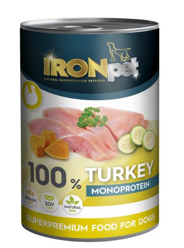 IRONpet Dog Turkey (Krùta) 100 % Monoprotein, konzerva 400 g PRODEJ PO BALENÍ (8 ks)