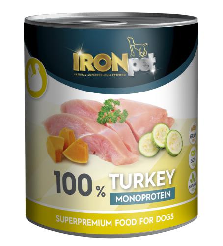 IRONpet Dog Turkey (Krùta) 100 % Monoprotein, konzerva 800 g PRODEJ PO BALENÍ (6 ks)