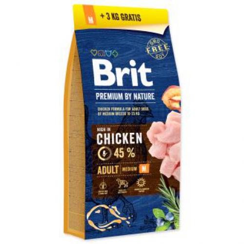                                              Brit Premium by Nature Adult M 15kg +3kg zdarma                                   