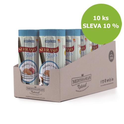Serrano Dog Sticks Salmon & Tuna, tyèinka 16 x 12 g (10 ks) SLEVA 10 %