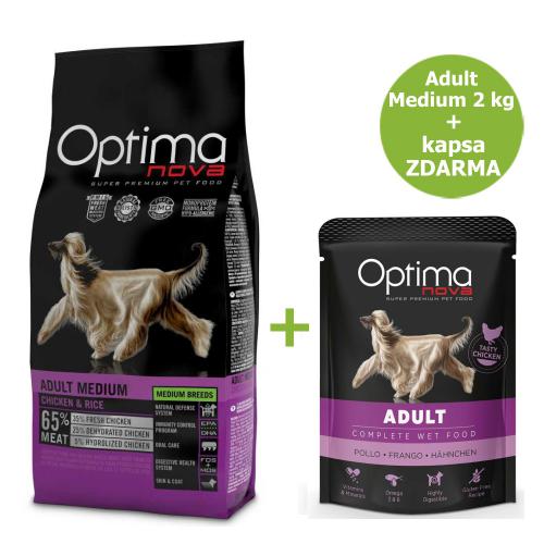 OPTIMAnova Dog Adult Medium Chicken & Rice 2 kg + kapsa 300 g ZDARMA