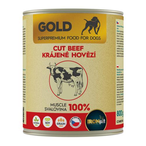 IRONpet Gold Dog Hovìzí krájená svalovina, konzerva 800 g