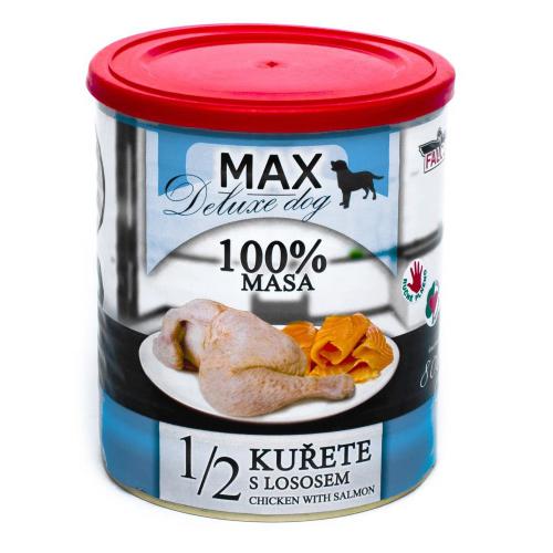 MAX Deluxe Dog 1/2 kuete s lososem, konzerva 800 g