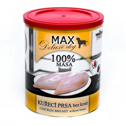 MAX Deluxe Dog kuec prsa bez kosti, konzerva 800 g