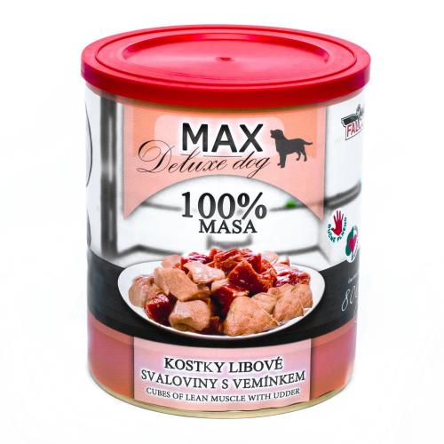 MAX Deluxe Dog kostky libov svaloviny s vemnkem, konzerva 800 g