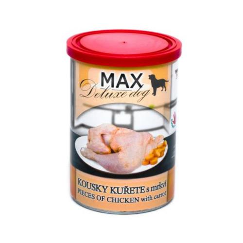 MAX Deluxe Dog kousky kuete s mrkv, konzerva 400 g