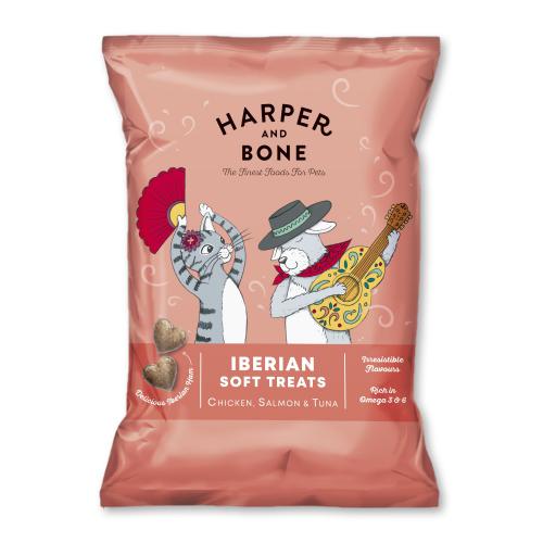 Harper and Bone Cat & Dog ibersk mkk pamlsky kue, losos a tuk 90 g