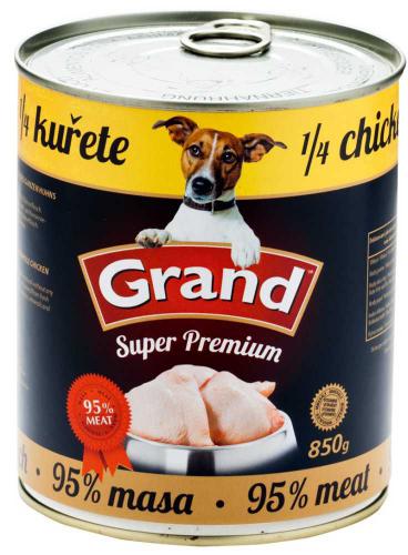 GRAND Superpremium Dog kuec s 1/4 kuete, konzerva 850 g 