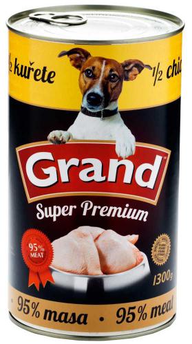 GRAND Superpremium Dog kuec s 1/2 kuete, konzerva 1300 g