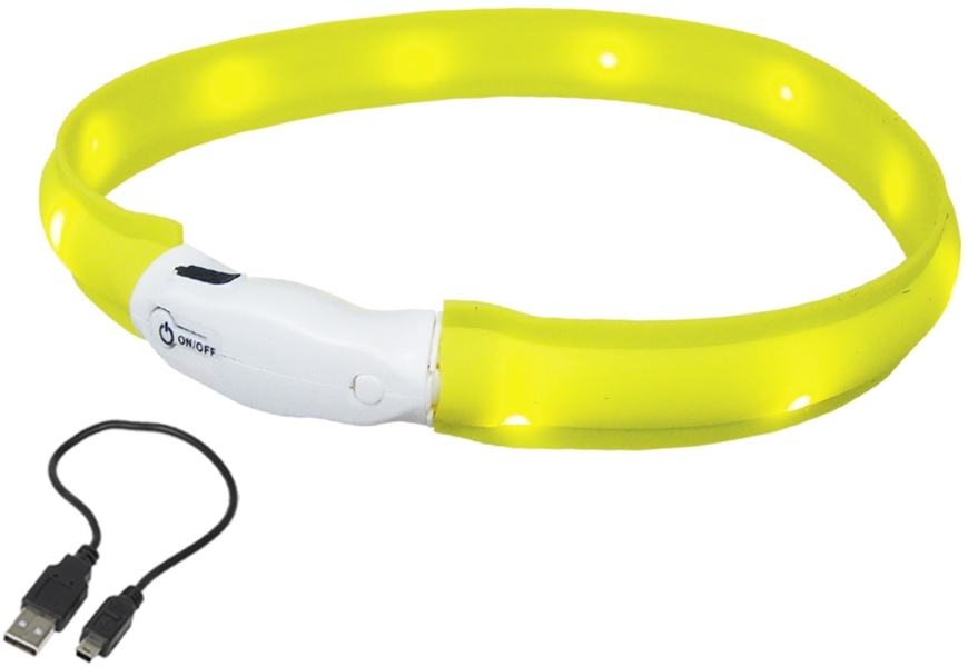 Nobby LED plochý svítící obojek pro psy žlutý L 70cm - zvìtšit obrázek