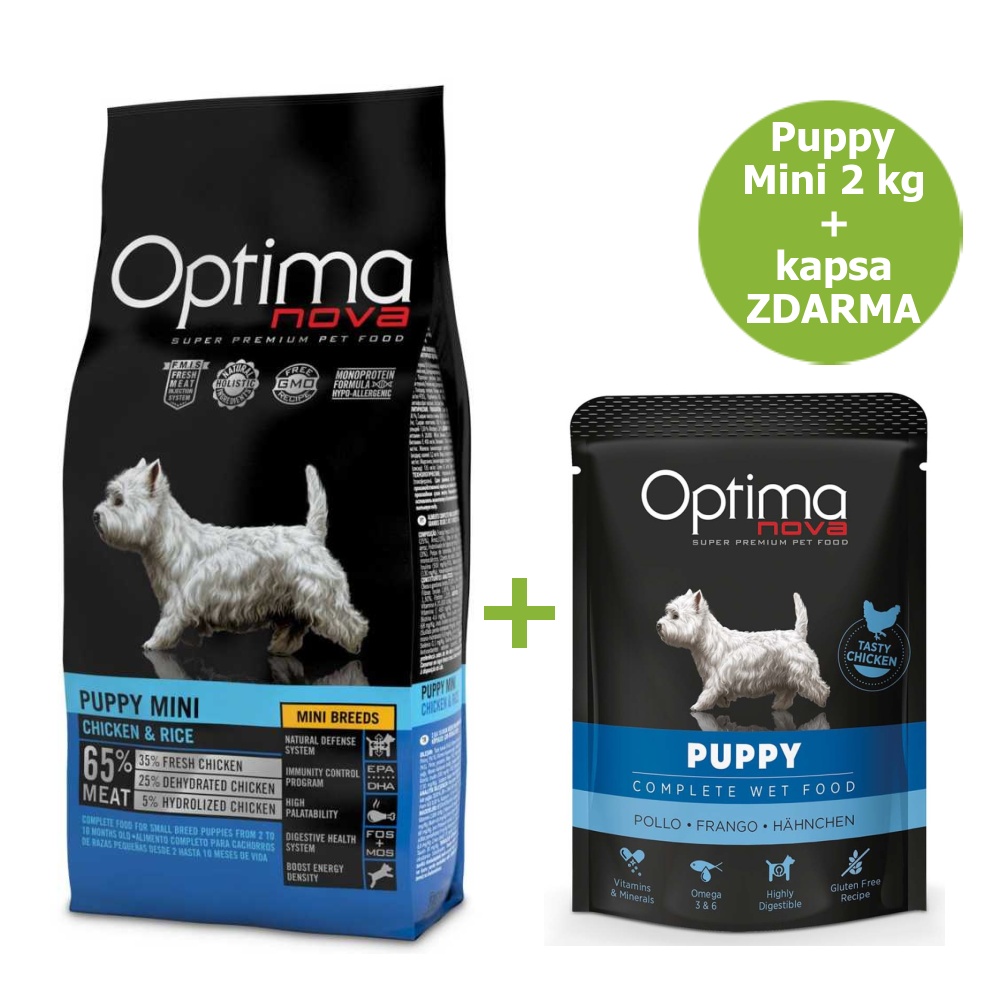 OPTIMAnova Dog Puppy Mini Chicken & Rice 2 kg + kapsa 300 g ZDARMA - zvìtšit obrázek