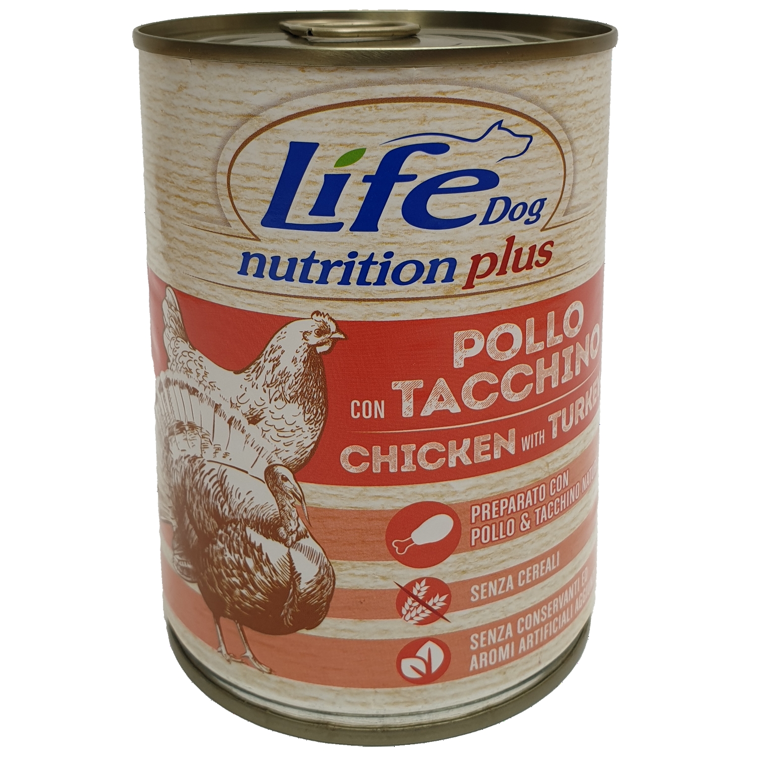 LifeDog Chicken and Turkey Chunks, konzerva 400 g - zvìtšit obrázek